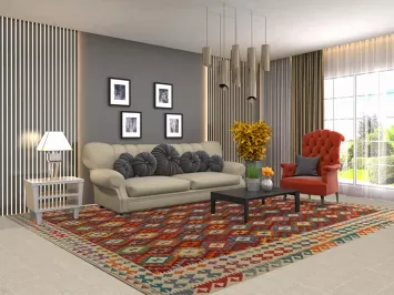 All-Over Geometric Kilim Oriental Area Rug 9x11