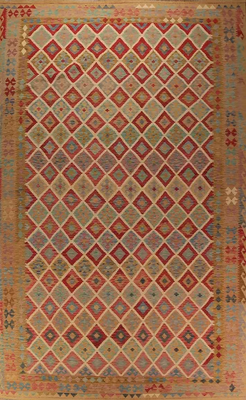 Geometric Wool Kilim Oriental Large Rug 10x16