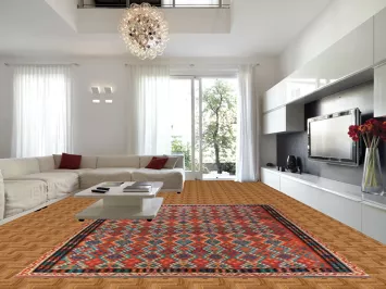 Flat Weave Orange Wool Kilim Oriental Area Rug 10x13