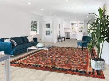 Orange Geometric Kilim Oriental Area Rug 8x11