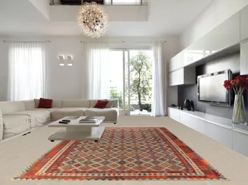 Geometric Wool Kilim Oriental Large Rug 10x16