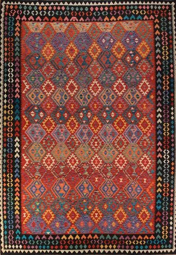 Reversible Wool Kilim Oriental Area Rug 10x13