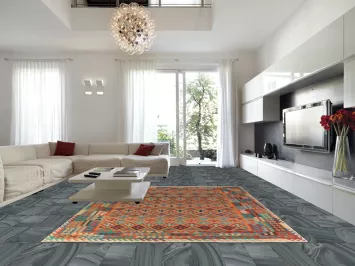 Trellis Orange Kilim Reversible Wool Area Rug 10x13