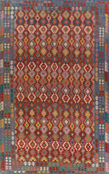 Geometric Wool Kilim Oriental Large Rug 10x16