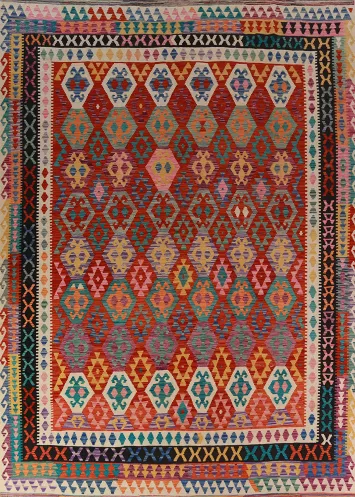 Reversible Wool Kilim Oriental Area Rug 10x13