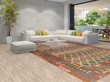 All-Over Trellis Wool Kilim Oriental Large Rug 10x17