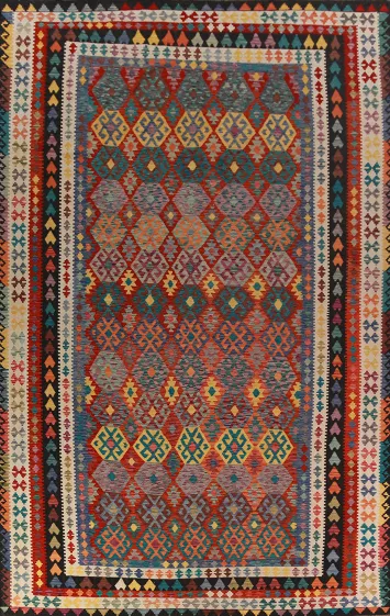Geometric Wool Kilim Oriental Large Rug 10x16