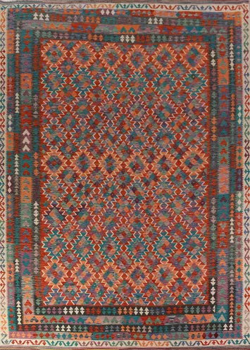 Reversible Wool Kilim Oriental Area Rug 10x13