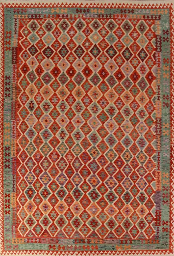 Reversible Wool Kilim Oriental Area Rug 10x13
