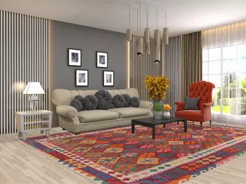 Flat Weave Wool KKilim Oriental Area Rug 8x12