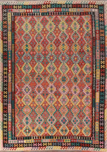 Reversible Wool Kilim Oriental Area Rug 10x13