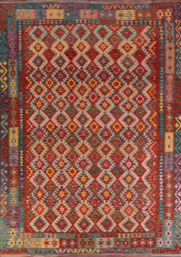 Reversible Wool Kilim Oriental Area Rug 10x13