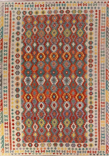 Flat Weave Wool Kilim Oriental Area Rug 10x13