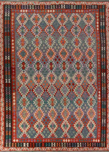 Reversible Wool Kilim Oriental Area Rug 10x13