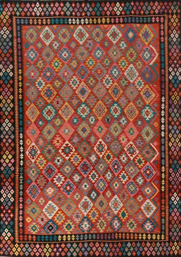 Flat Weave Wool Kilim Oriental Area Rug 10x13