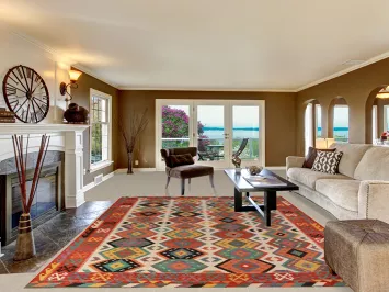 Geometric Wool Kilim Oriental Area Rug 9x11