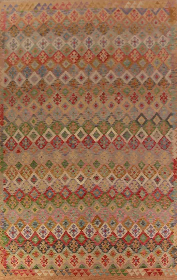 Geometric Wool Kilim Oriental Large Rug 10x16