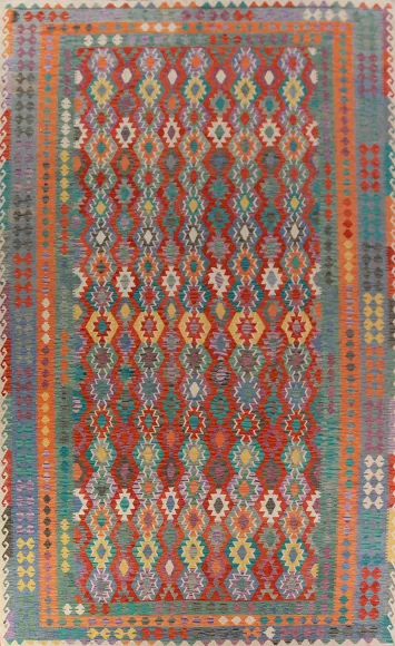 Geometric Wool Kilim Oriental Large Rug 10x16