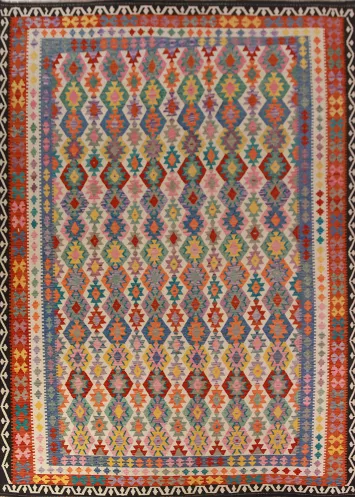Reversible Wool Kilim Oriental Area Rug 10x13