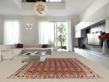 Reversible Wool Trellis Kilim Oriental Area Rug 10x13