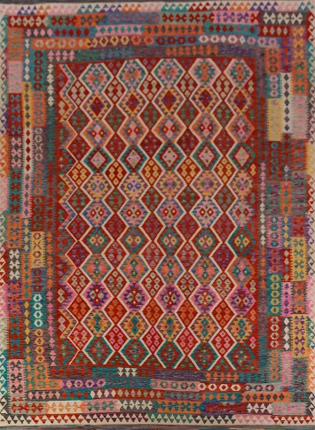 Reversible Wool Kilim Oriental Area Rug 10x13