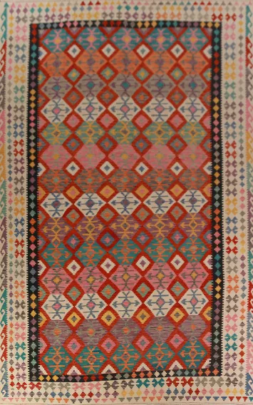 Geometric Wool Kilim Oriental Large Rug 10x16