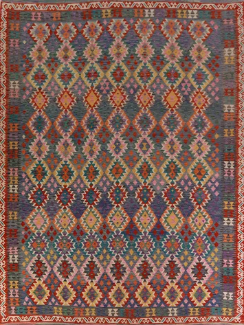 Reversible Wool Kilim Oriental Area Rug 10x13