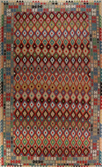 Geometric Wool Kilim Oriental Large Rug 10x16