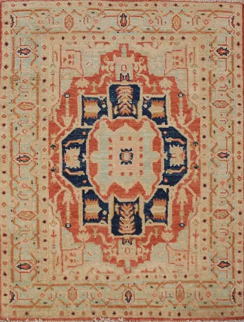 Vegetable Dye Heriz Serapi Oriental Foyer Rug 3x4