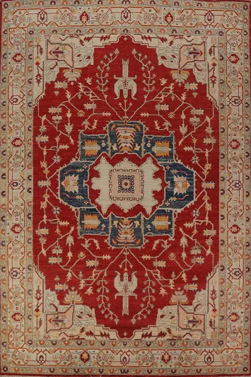 Geometric Heriz Serapi Vegetable Dye Area Rug 7x10