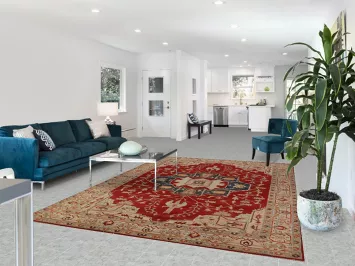 Geometric Heriz Serapi Vegetable Dye Area Rug 7x10