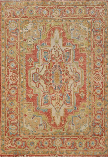 Vegetable Dye Heriz Serapi Oriental Foyer Rug 3x4