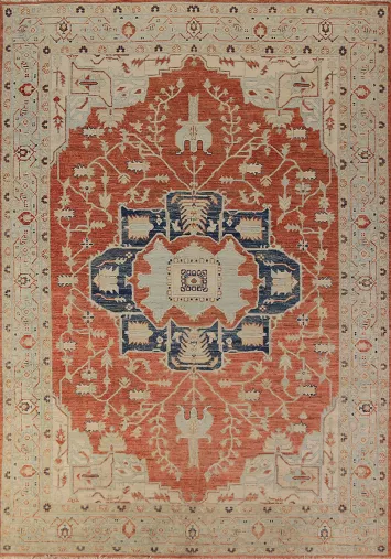 Wool Vegetable Dye Heriz Serapi Oriental Area Rug 7x10