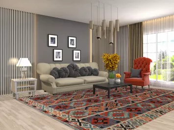 Geometric Wool Kilim Oriental Area Rug 8x12