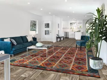 All-Over Wool Kilim Oriental Area Rug 8x11