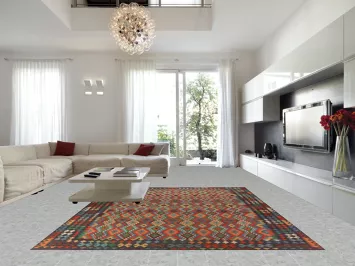 Flat Weave Wool Kilim Oriental Area Rug 10x13