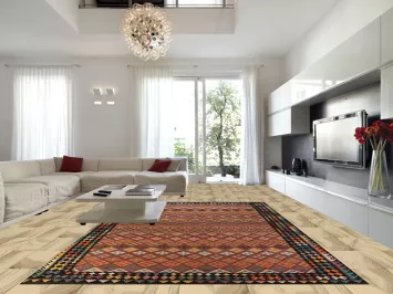 ll-Over Trellis Wool Kilim Oriental Large Rug 10x16