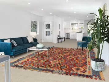 Geometric Wool Kilim Oriental Area Rug 8x11