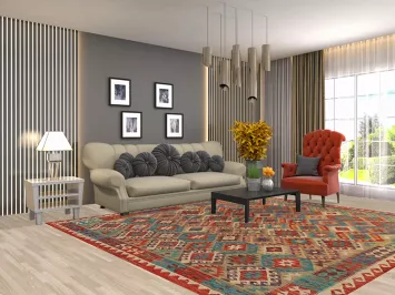 All-Over Geometric Kilim Oriental Area Rug 8x10