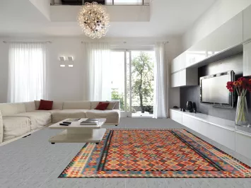 Palace Size Wool Trellis Kilim Oriental Rug 10x16