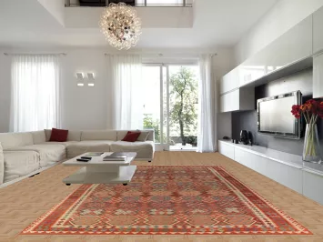 Palace Size Wool Orange Kilim Oriental Rug 10x16