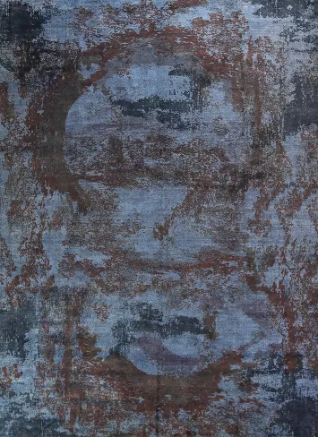 All-Over Blue Abstract Indian Area Rug 10x13