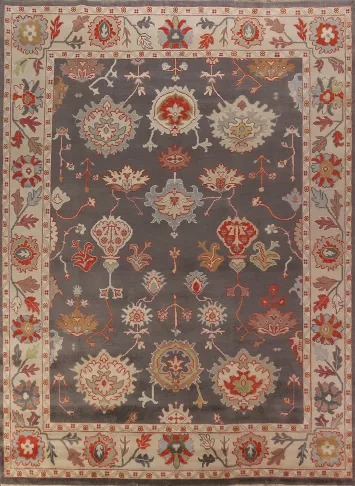 Handmade Gray Oushak Oriental Area Rug 9x12