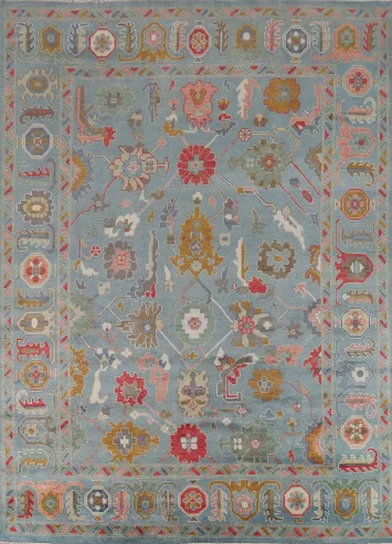 All-Over Blue Oushak Oriental Area Rug 9x12