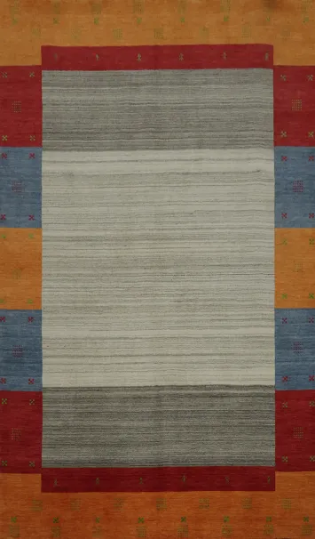 Elegant Gabbeh Area Rug 6x10 Featuring Vibrant Color Blocks