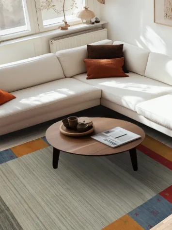 Elegant Gabbeh Area Rug 6x10 Featuring Vibrant Color Blocks