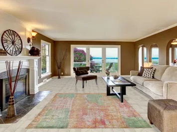 Contemporary Wool Colorful Abstract Indian Area Rug 7x9