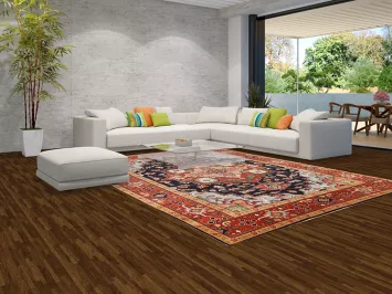 Blues & Orange Wool Heriz Serapi Indian Area Rug 9x12