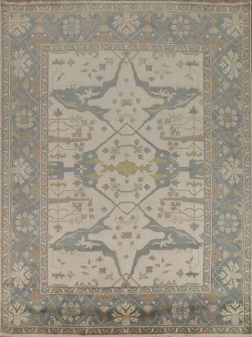 Handmade Ivory Oushak Indian Area Rug 8x10