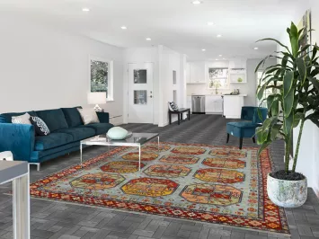 Geometric Blue Khotan Indian Area Rug 8x10